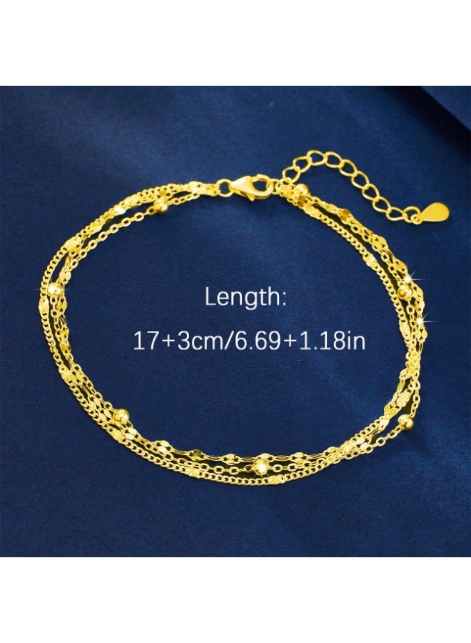 1PCS Three-layer bracelet Women's gold bracelet, gold-plated waterproof Cuban chain bracelet, layered bracelet, women's beach gift, adjustable size.Women's gold bracelet, gold-plated waterproof Cuban chain bracelet, layered bracelet, women's beach gift, adjustable size.Women's gold bracelet, gold-plated waterproof Cuban chain bracelet, layered bracelet, women's beach gift, adjustable size.Women's gold bracelet, gold-plated waterproof Cuban chain bracelet, layered bracelet, women's beach gift, adjustable size. - Image 1
